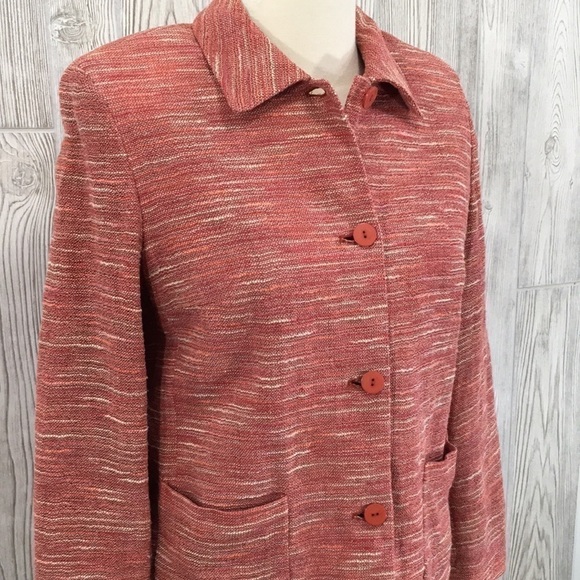 𝅺JOSEPHINE Chaus Petite Orange Coral Tweed Blazer Size 14P - Picture 4 of 11